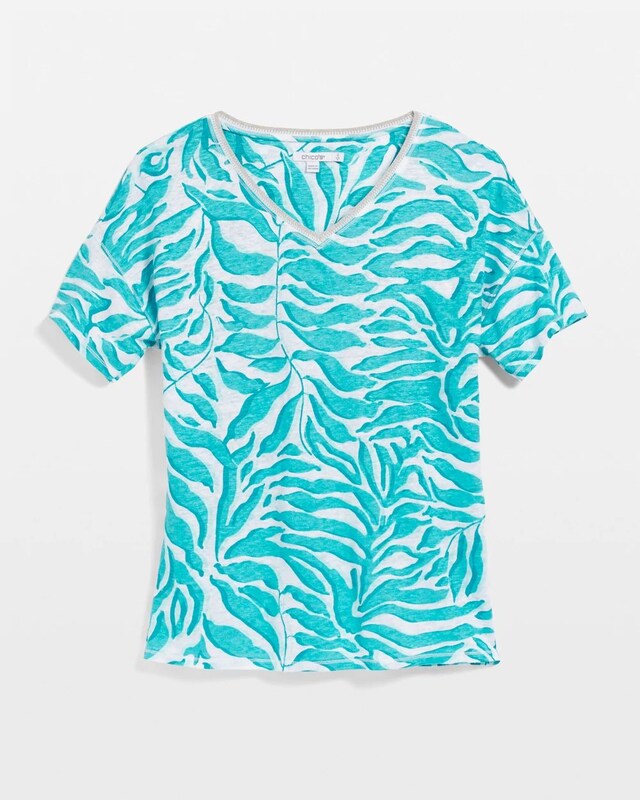 Linen Leaves Sweater Trim Tee - image 5